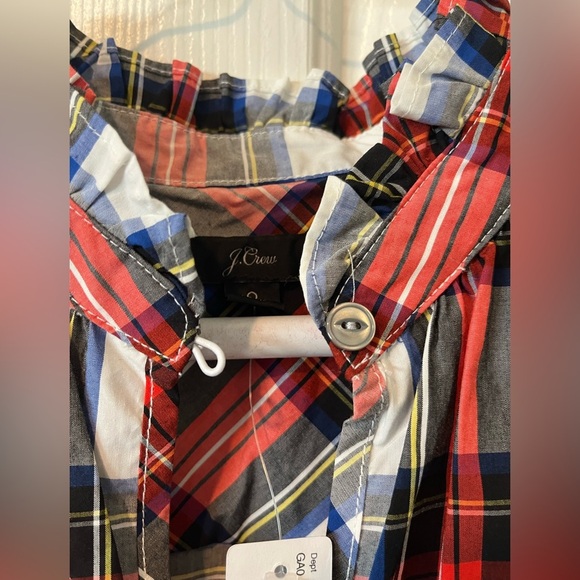Plaid J. Crew Ruffle Neck Sleeveless Popover Blouse Top (NWT) - Picture 4 of 11